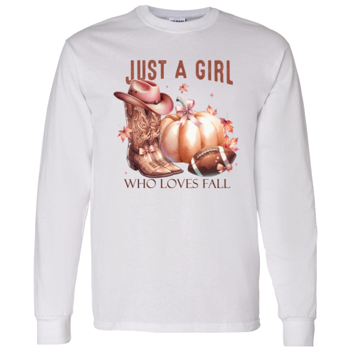 Just A Girl Who Loves Fall Western | LS T-Shirt | Sweatshirt | Hoodie | Fall Apparel