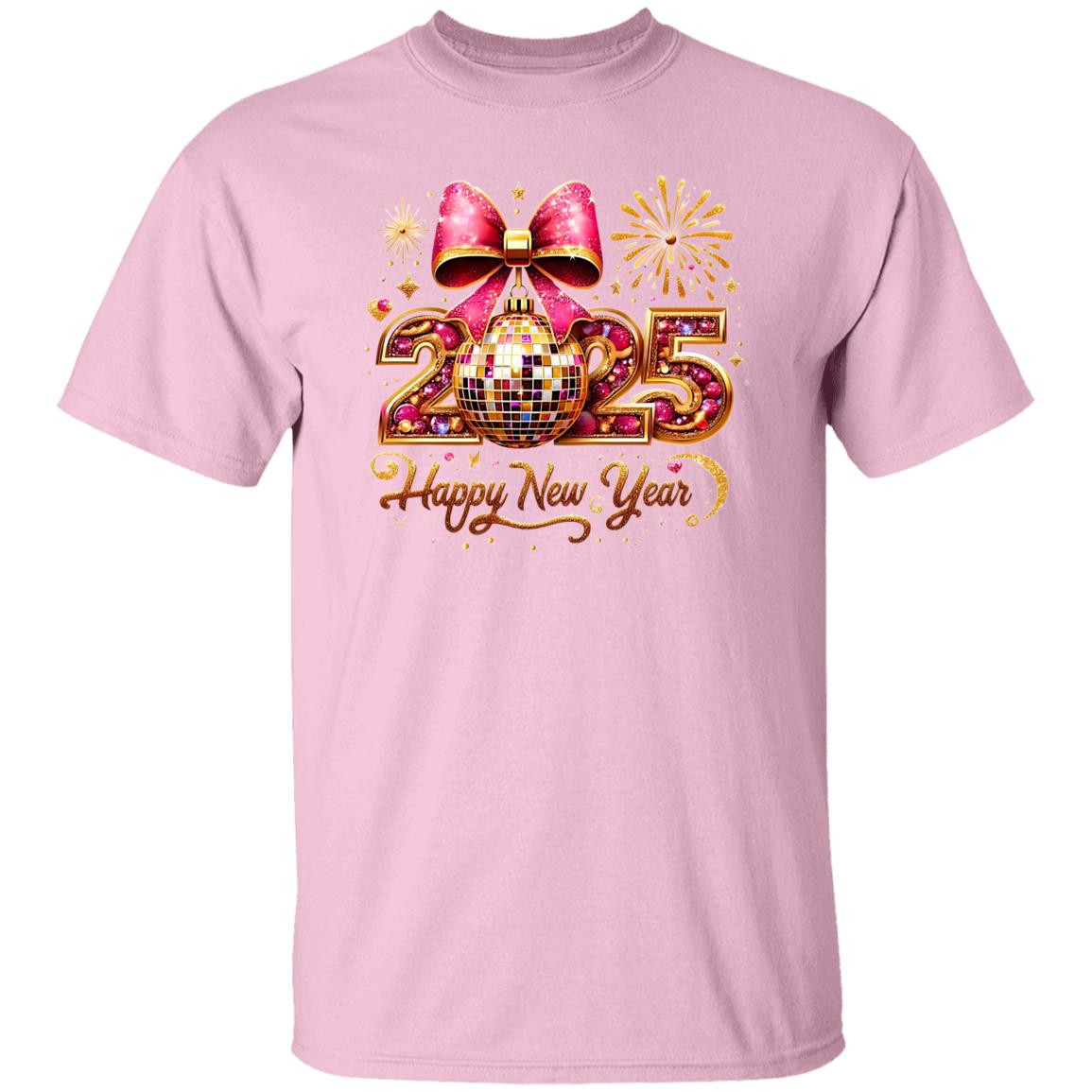 Glitter-Gold-Bow-Disco Ball Happy-New-Year-2025 T-Shirt | Sweatshirt | Hoodie