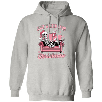 Just Waiting For Christmas Skeleton Pink | Sweatshirt | Hoodie | Christmas Apparel