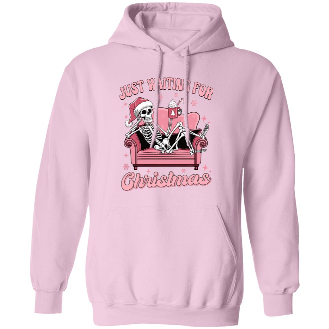 Just Waiting For Christmas Skeleton Pink | Sweatshirt | Hoodie | Christmas Apparel