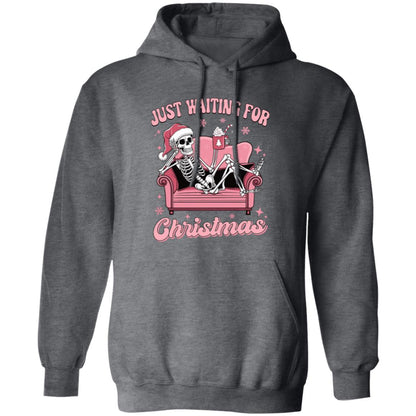 Just Waiting For Christmas Skeleton Pink | Sweatshirt | Hoodie | Christmas Apparel