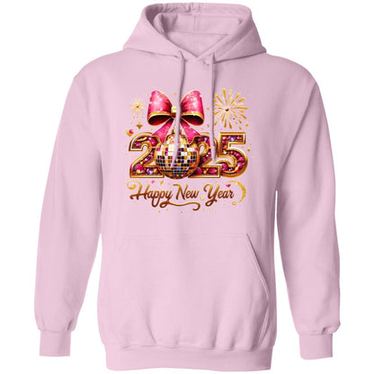 Glitter-Gold-Bow-Disco Ball Happy-New-Year-2025 T-Shirt | Sweatshirt | Hoodie