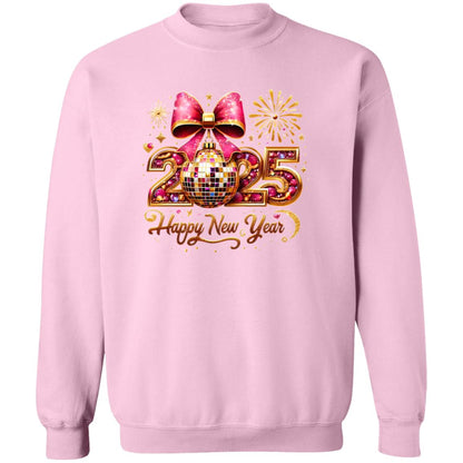 Glitter-Gold-Bow-Disco Ball Happy-New-Year-2025 T-Shirt | Sweatshirt | Hoodie