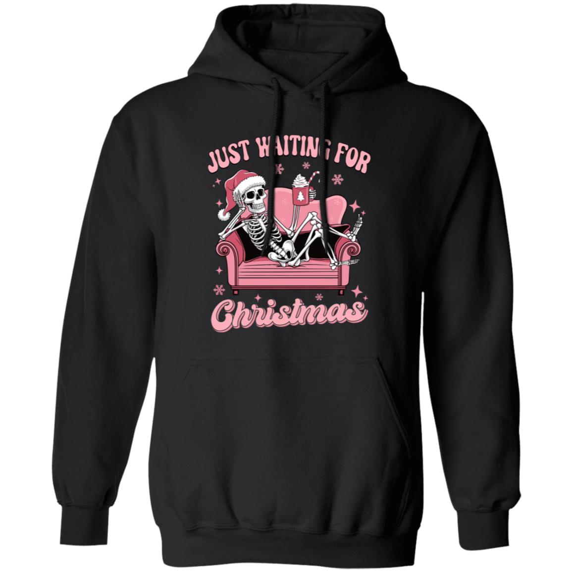 Just Waiting For Christmas Skeleton Pink | Sweatshirt | Hoodie | Christmas Apparel