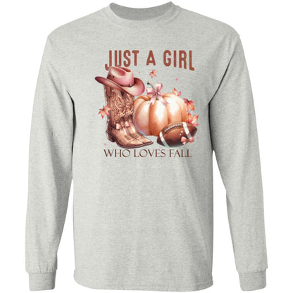 Just A Girl Who Loves Fall Western | LS T-Shirt | Sweatshirt | Hoodie | Fall Apparel