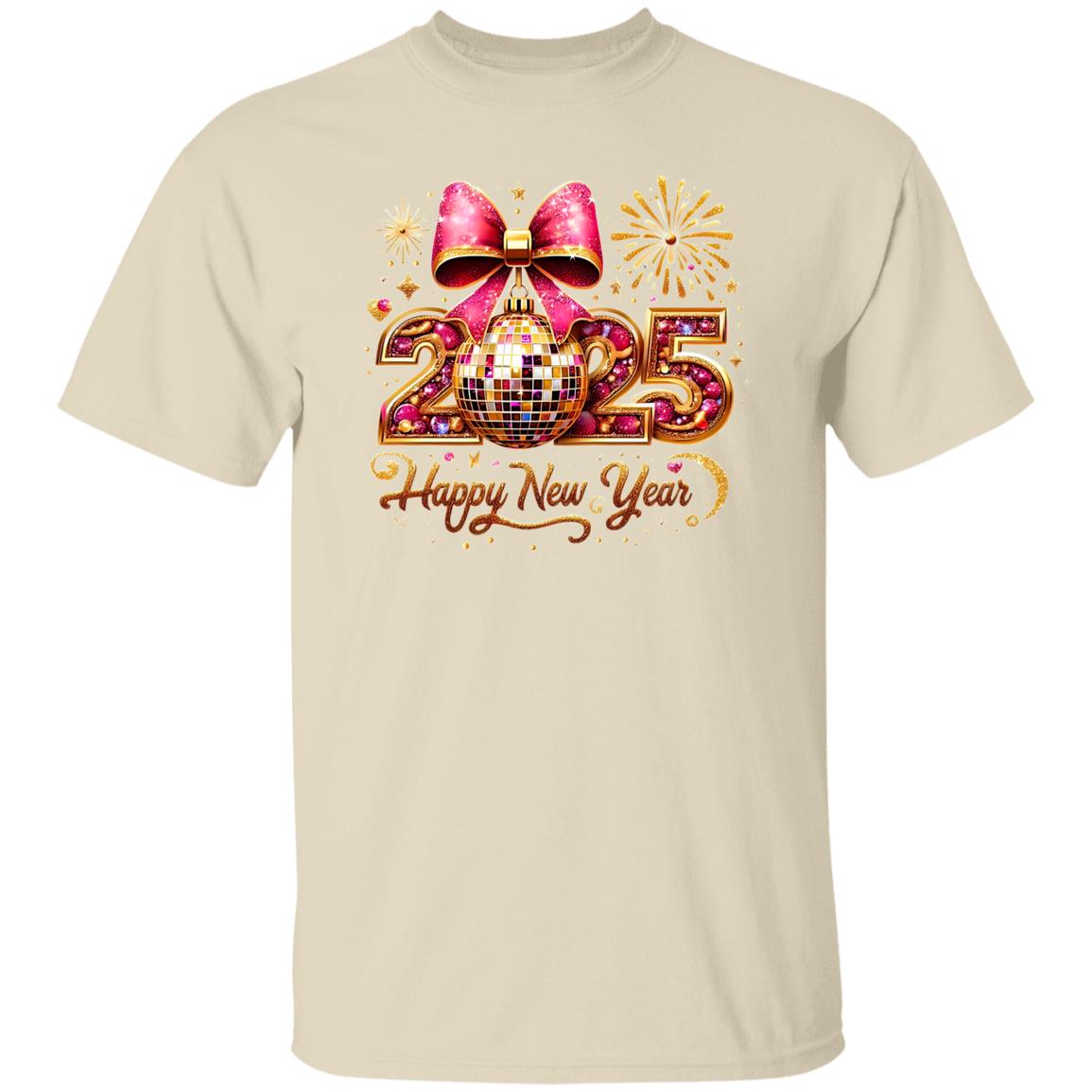 Glitter-Gold-Bow-Disco Ball Happy-New-Year-2025 T-Shirt | Sweatshirt | Hoodie