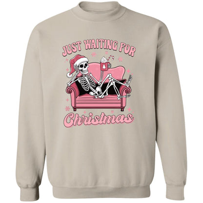 Just Waiting For Christmas Skeleton Pink | Sweatshirt | Hoodie | Christmas Apparel