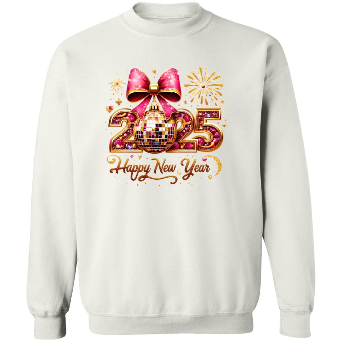 Glitter-Gold-Bow-Disco Ball Happy-New-Year-2025 T-Shirt | Sweatshirt | Hoodie