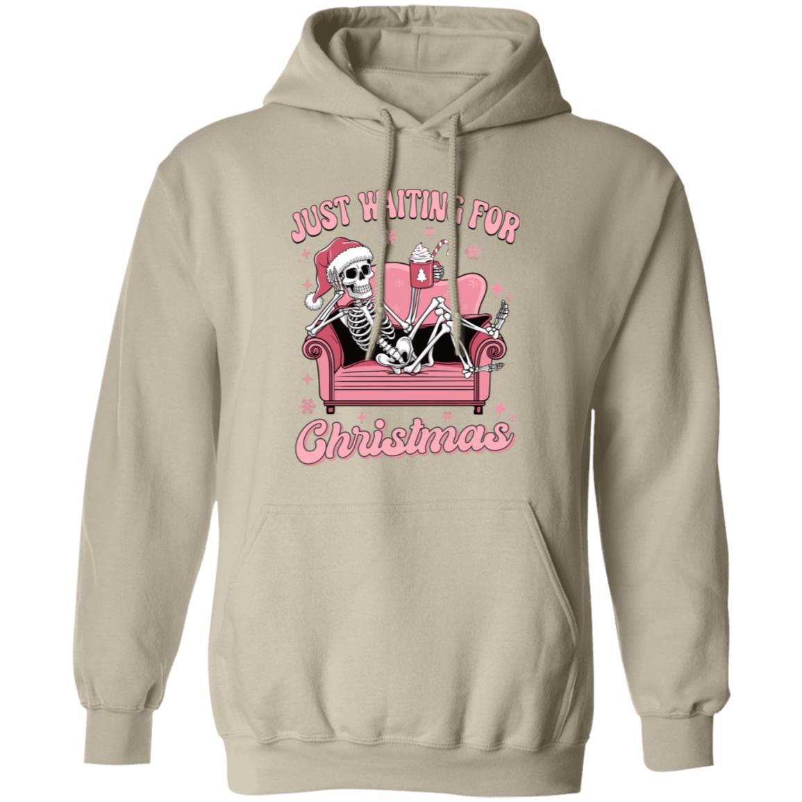 Just Waiting For Christmas Skeleton Pink | Sweatshirt | Hoodie | Christmas Apparel