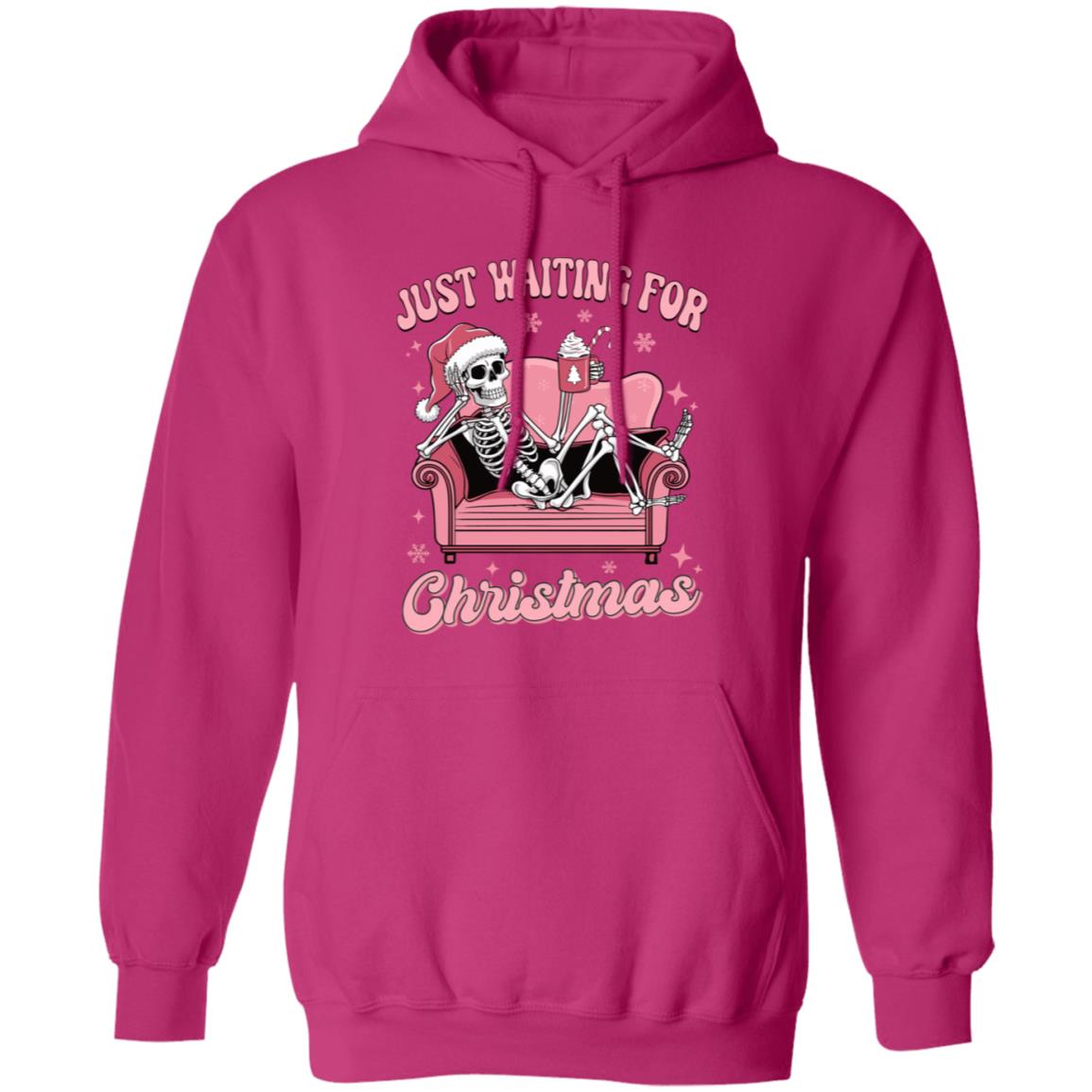 Just Waiting For Christmas Skeleton Pink | Sweatshirt | Hoodie | Christmas Apparel