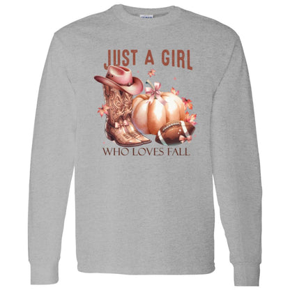 Just A Girl Who Loves Fall Western | LS T-Shirt | Sweatshirt | Hoodie | Fall Apparel