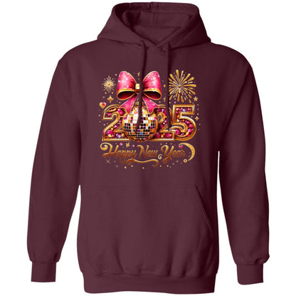 Glitter-Gold-Bow-Disco Ball Happy-New-Year-2025 T-Shirt | Sweatshirt | Hoodie