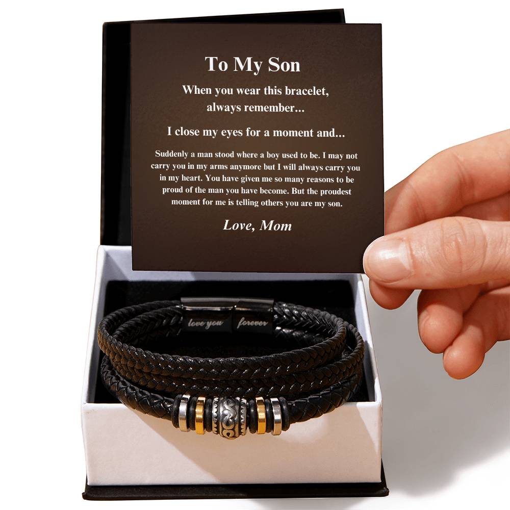 TO MY SON / Love Mom (Love You Forever Bracelet)