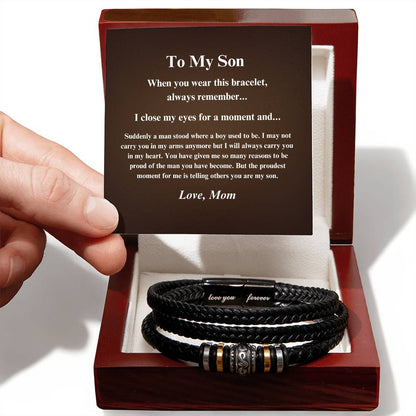 TO MY SON / Love Mom (Love You Forever Bracelet)