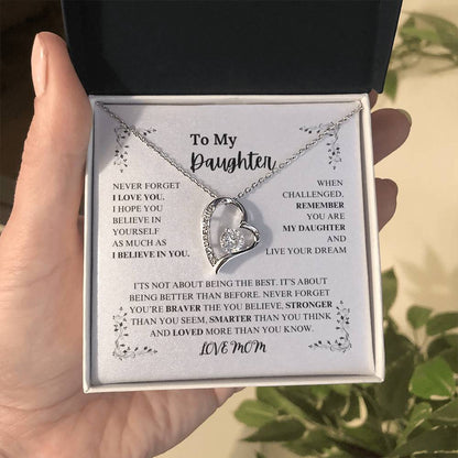 TO MY DAUGHTER , LOVE MOM / BRAVER, STRONGER, SMARTER (Heart Necklace)