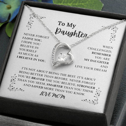 TO MY DAUGHTER , LOVE MOM / BRAVER, STRONGER, SMARTER (Heart Necklace)