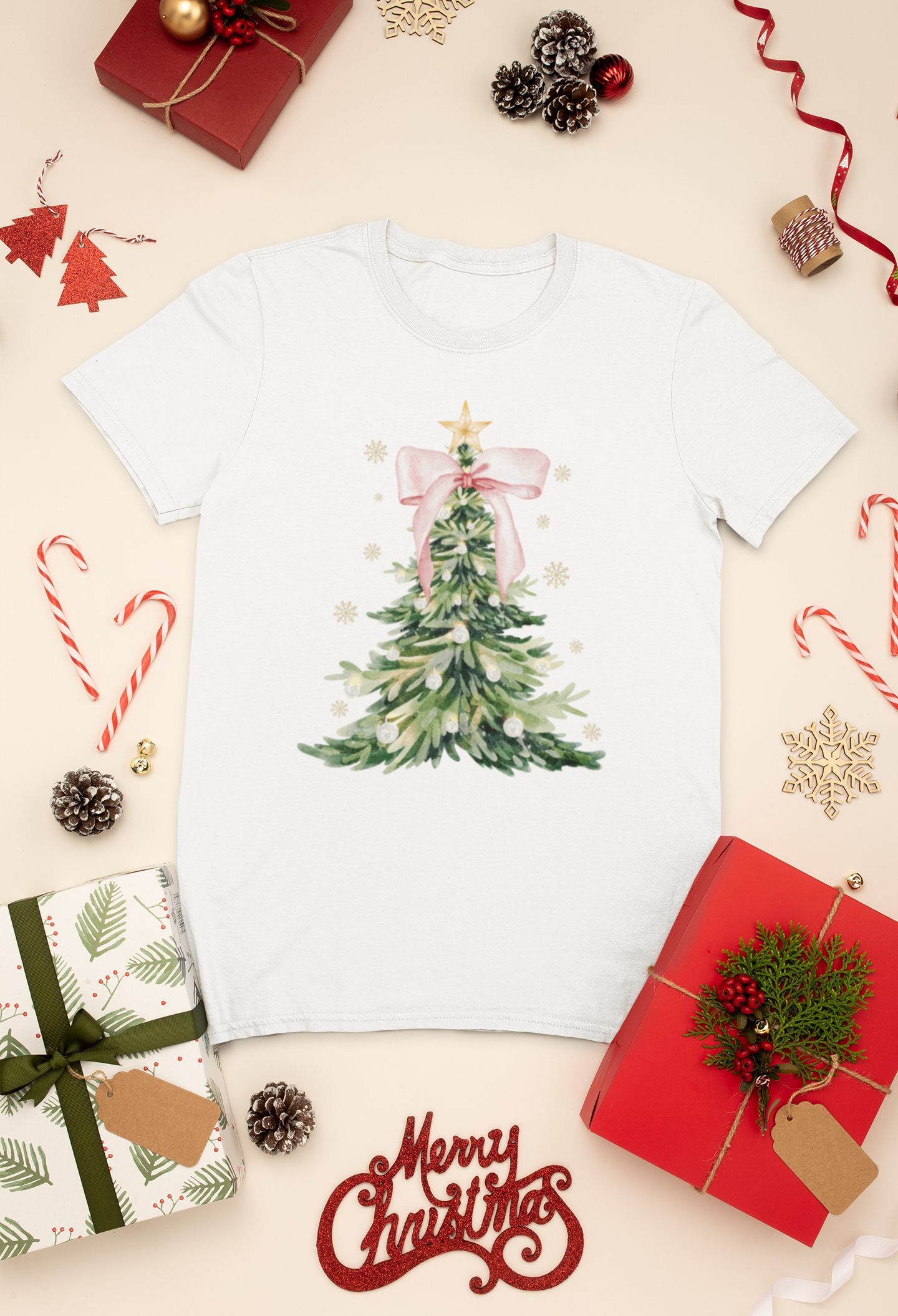 Sparkling Christmas Tree Sparkling Christmas Tree Pink Bow T-Shirt / Sweatshirt